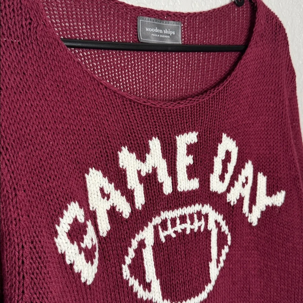 Wooden Ships Chic Game Day Maroon Knit Sweater S/M NFL College Football Team - Picture 3 of 9